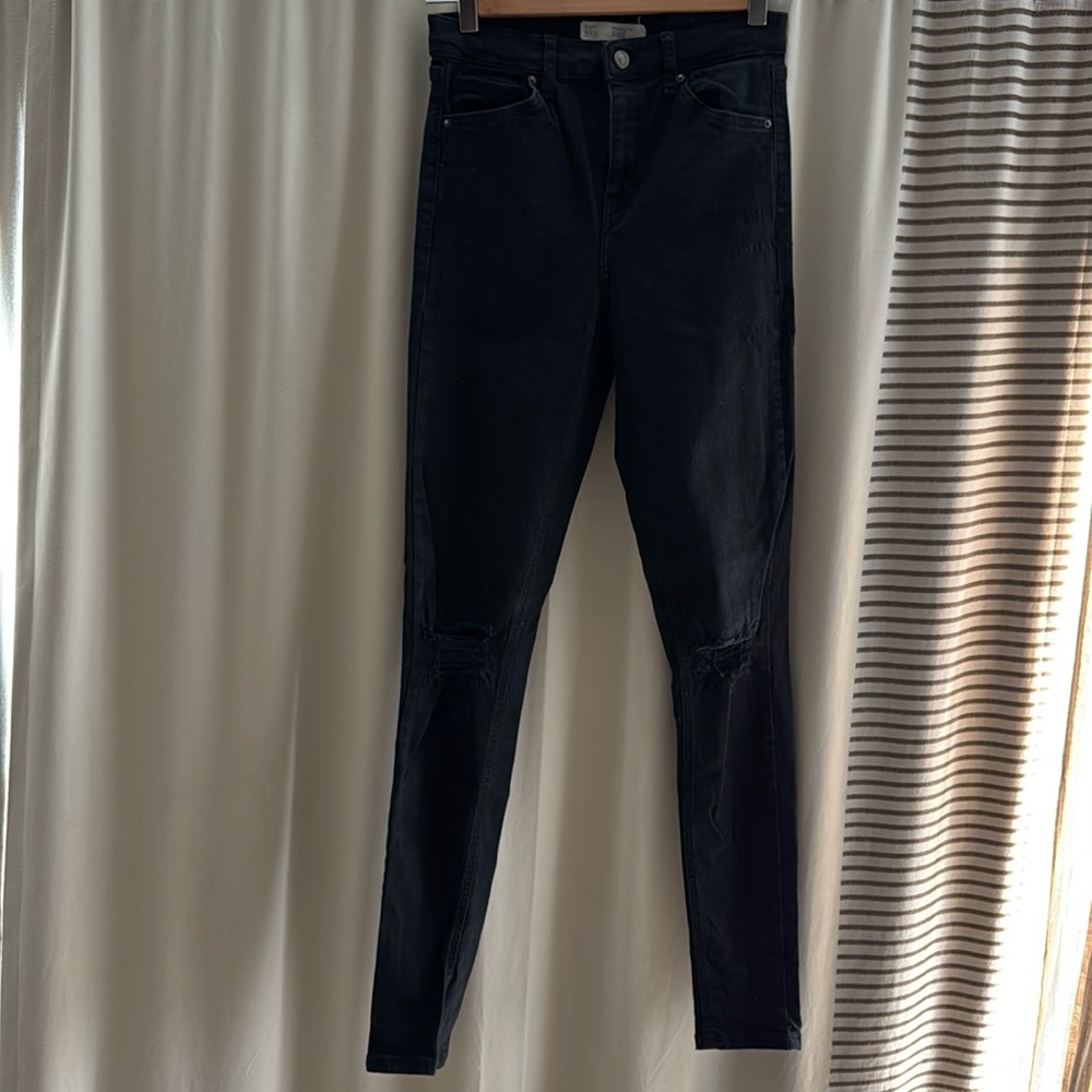 TOPSHOP Moto Tall Skinny Black Denim Jeans